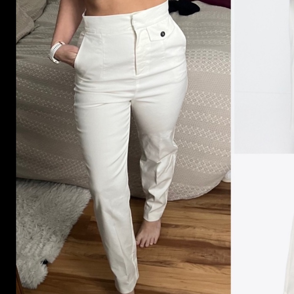 Zara pocket pant notched back High Waisted Pants trouser xs - Picture 1 of 9